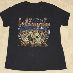Led Zeppelin II T-Shirt Black Distressed Graphic Rock Tee Men’s Small